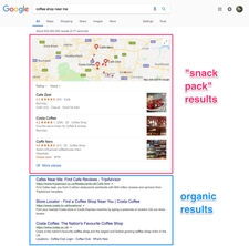 Screenshot of the google local search results